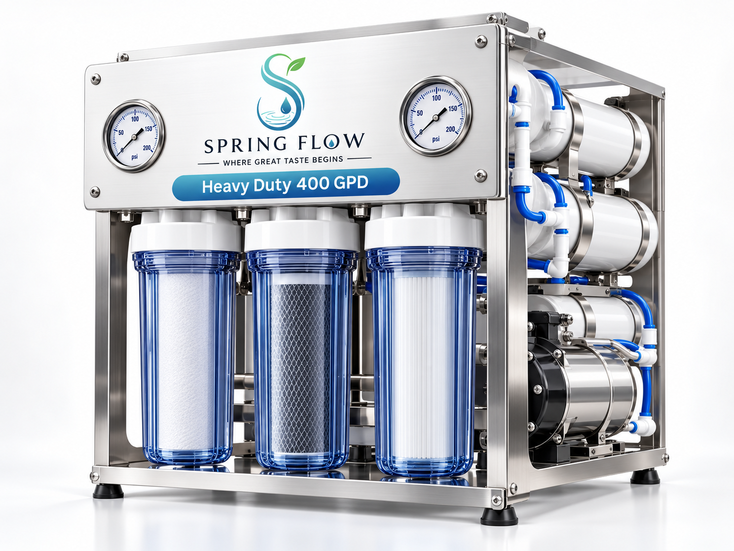 ภาพประกอบ Heavy Duty 400 GPD พร้อมโลโก้ Spring Flow