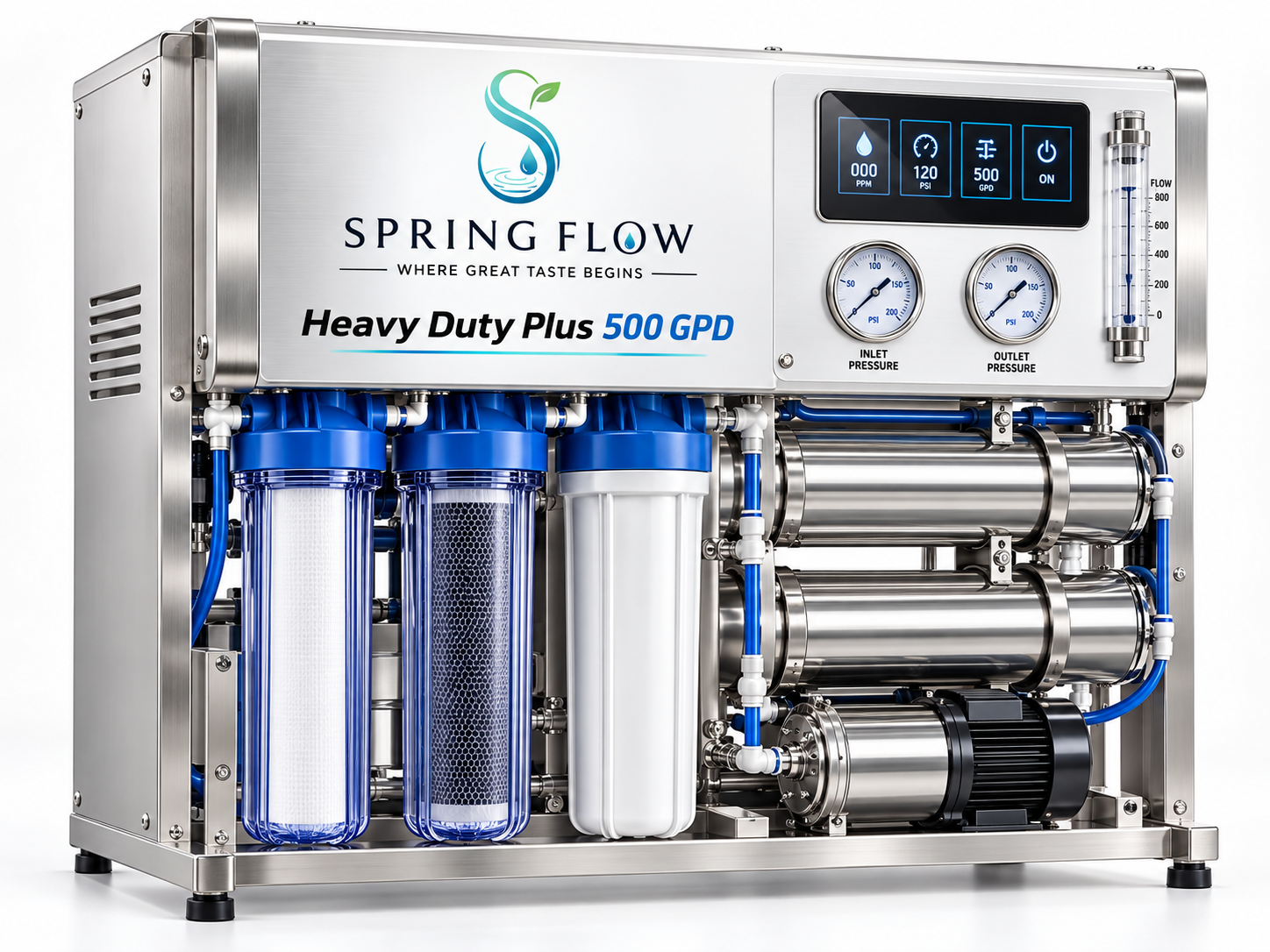ภาพประกอบ Heavy Duty Plus 500 GPD พร้อมโลโก้ Spring Flow